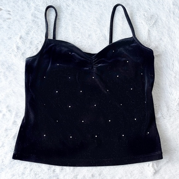 CACHE Vintage Velvet and Rhinestone Studded Tank Top - Picture 1 of 6